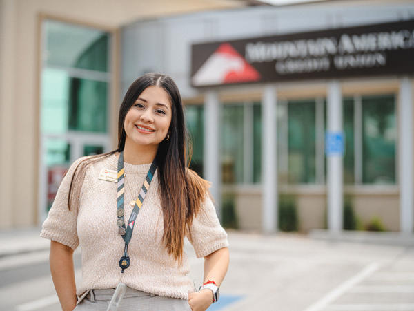 a person standing in front of a building