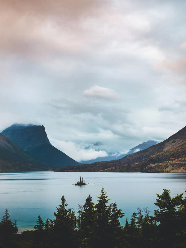 a lake surrounded by mountains